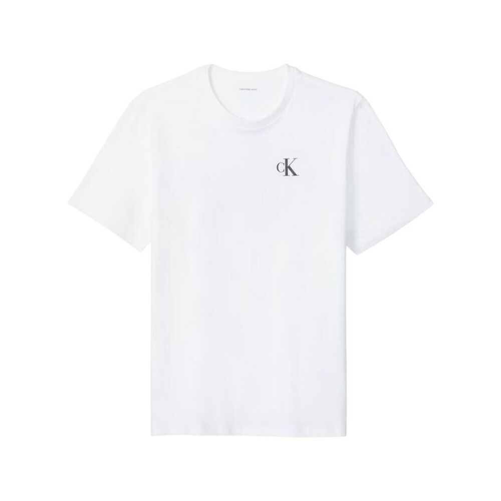 Calvin Klein Mens Mono Back Print Regular T-Shirt / Bright White